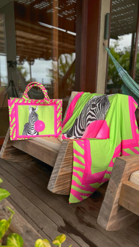 BOLSA DE PRAIA  ZEBRA PINK