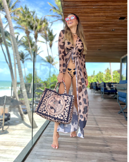 BOLSA  DE PRAIA  ONÇA NUDE