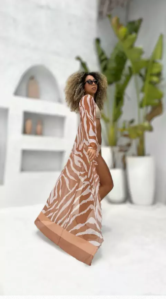 SAÍDA  LONGA ZEBRA NUDE COM OFF